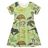 Vozoza Reptiles Amphibians Green Animal Summer Girl Dresses Short Sleeve Casual Toddler Outfits Clothes Size 4t
