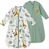 Yoofoss Baby Sleep Sack 6-12 Months Long Sleeve Wearable Blanket Baby 100% Organic Cotton 2-Way Zipper 0.5 Tog Infants Sleeping Sack, Lightweight(Medium)
