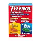 Tylenol Day & Night Cold & Flu Multi-Symptom Liquid Gels Combo Pack, Cold & Flu Relief Medicine, Pain Reliever & Fever Reducer + Cough Suppressant & Antihistamine, 24 ct