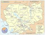 Palmetto Posters 24x31 Laminated Poster: Large detailed political and administrative map of cambodia with roads railroads major cities and airports