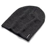 Original Rib Knit Beanie Cap - Warm Autumn Beanie for Men & Women - Soft & Stretchy Dark Grey