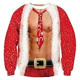 RAISEVERN Mens Ugly Christmas Sweater Funny Muscle Design Fake 2 Pieces Pullover Sweatshirt Red 1 2017 Style No.3(fake 2 Pieces) Large