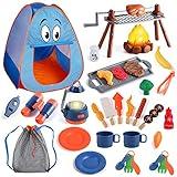 Kids Camping Set with Tent for 2 Toddlers-Kids Camping Toys for Kids 3-5 with Pop up Play Tent-Indoor Outdoor Pretend Camping Toys