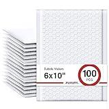 Fuxury Bubble Mailer 6x10" 100 Pack White Bubble Mailers Usable Size 6x9" Self Seal Padded Mailing Envelopes Opaque Bubble Padded Mailer for Small Business Mailing Jewelry Makeup Small Items