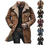 men's retro western winter fleece jacket cowboy jacket for winter cowboy hoodies men overcoat men's vintage suede pocket plush collar outdoor jacket coat cowboy winter jackets for men