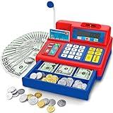 Calculator Cash Register - 103 Pcs Toy Cash Register, Microphone, Credit Card and Banking for Kids, Early Math Skills Toys Gifts for 3, 4, 5, 6 7 8+ Years Old Boys Girls