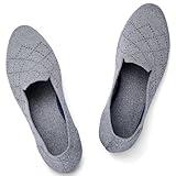 Puxowe Women’s Ballet Flat Shoes Round Toe Knit Dress Shoes Low Wedge Slip On Ballerina Walking Flats Shoes for Woman Comfort Soft Deep Gray Size 7 US