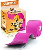 SPARTAN TAPE * Premium Kinesiology Tape for Athletic Sports, Recovery and Therapy * FREE Kinesio Taping Guide Inside! * Uncut 2 inch x 16.4 feet Roll (Pink)
