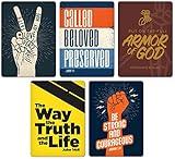 Youth Ministry Scripture Magnets, Bulk Set of 5 Inspirational Christian Fridge Magnets for Boys Girls & Teens, Cool Religious Bible Verse Tokens for Whiteboards, Classrooms, & Memorization