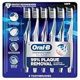 Oral-B Pro Health CrossAction All in One Soft Toothbrushes, Deep Plaque Fighter, Rounded Bristles Gentle on Teeth, Tongue and Cheek Cleaner, Gum Stimulators, 6 Count, Tooth Brush Pack