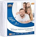 Utopia Bedding Premium Waterproof Bed Bug Mattress Cover, Queen Zippered Mattress Protector, 12 Inches Deep, Dust Mite Proof 6-Sided Mattress Encasement for Bed