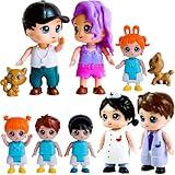 FUNERICA Dollhouse People Figures Playset - Adorable Dollhouse Family Members with Pets, Doctor, and Nurse. Little People Figures Doll House Accessories Toys