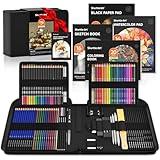 Shuttle Art 116 PCS Drawing Kit, Professional Drawing Supplies with Sketch, Charcoal, Colored, Graphite, Pastel Pencils & Sticks, Complete Drawing Tools and Paper Pads in Zipper Case for Artists&Kids