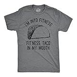 Crazy Dog Mens Graphic Novelty T Shirt I'm Into Fit’Ness Taco in My Mouth Taco Tuesday Tee Cinco de Mayo Funny Gym Shirt for Men Dark Heather Grey L