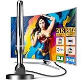 Antenna for Smart TV, Digital Antenna for TV Small Indoor Outdoor, TV Antenna for Free Local Channels with Strong Magnetic Base, Support 4K 1080p Fire TV and All Older TV -10ft Coax Cable