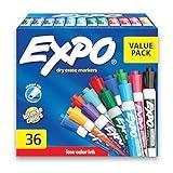 EXPO Low Odor Dry Erase Markers, Chisel Tip, Assorted Fashion Colors, 36 Count for Classroom, Office & Home Use