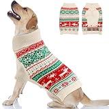 OTOB Christmas Dog Sweaters for Large Dogs with Leash Hole, Warm Turtleneck Xmas Holiday Large Dog Sweater Pet Clothes, Classic Cable Knit Doggie Pet Sweater for Fall Winter, Indoor & Outdoor, XXL