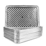 Roponan 15 Pack Disposable Aluminum Foil Grill Topper Pans, Grill Grate Liners, BBQ Grill Accessories for Outdoor Cooking and Camping - Prevents Food from Falling into Grill or Sticking to Grate
