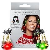 Beardaments Light Up Hair Lights - The Original Ornaments From, 16pc Colorful Christmas Hair Baubles for Holiday Cosplay Women Party Costume