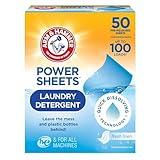 Arm & Hammer Power Sheets Laundry Detergent, Fresh Linen 50ct, up to 100 Small Loads (Packaging may vary)