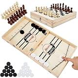 HELLO PAPAYA Fast Sling Puck Game,Wooden Hockey Game,Desktop Battle Sling Hockey Table Game,Adults or Kids Slingshot Board Game Parent-Child Interaction Toys