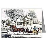 Currier and Ives Christmas Winter Morning in The Country, 1873 Greeting Card Set