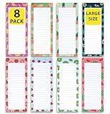 8 Large Magnetic Notepads – Big Notepads for Grocery List, Shopping List, To-Do List, Reminders -Strong Magnetic Back- Memo Pads with Realistic Fruit Designs | 60 Sheets per Pad 9 x 3.5 inch (8 Pack)