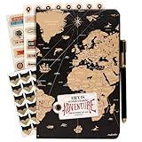 3-in-1 Prazoli Adventure Book, Travel Journal & Bucket List Scrapbook - Cute Gifts for Women & Men Couple | Travelers Notebook Planner & Organizer With Pockets & Prompts Keepsakes Diary (Couple's Adventure Map)