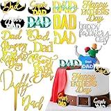 16Pcs Dad Letter Cake Decor Birthday Cake Toppers For Men,Sunglasses Beard Super Dad Birthday Cake Topper Happy Fathers Day Cake Topper Cupcake Toppers Birthday Daddy Cupcake Topper Cake Decorations