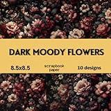 Dark moody flowers, dark reds, dark pinks, on black background old masters style: Double Sided Craft Paper For Card Making, Origami & DIY Projects | Decorative Scrapbooking Paper