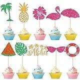 Epakh 100 Pcs Summer Beach Cupcake Toppers Pool Party Hawaiian Theme Cake Picks with Beach Ball Sun Umbrella Goggles Cake Decorations for Birthday Tropical Luau Party Supplies(Hawaiian Style)