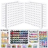 4Pcs Peg board, Pegboard Wall Organizer Panels, Wall Mount Display Small Pegboard Kits, Pegboard, Peg Boards for Wall Craft Room, for Kitchen, Garage, Workshop, Tool Accessories - White Pegboard