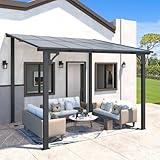 AECOJOY 10' x 8' Gazebo for Patio, Small Wall-Mounted Lean to Gazebo Pergola with Roof (80 Sq.Ft Shaded) on Clearance, Hard Top Heavy Duty Awnings for Decks, Backyard and More