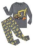 Family Feeling Excavator Little Boys Long Sleeve Pajamas Sets Cotton Pyjamas Kids Pjs Size 5 Grey