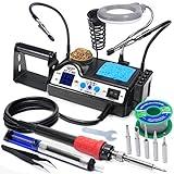 WEP 927-IV Soldering Station Kit High-Power 110W with 3 Preset Channels, Sleep Mode, LED Magnifier, 5 Extra Iron Tips, Tip Cleaner, 2 Helping Hands, Tip Storage Slots, Lead-free Solder Wire, Tweezers