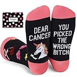 HAPPYPOP Breast Cancer Socks - Inspirational Survivor Socks for Women, Breast Cancer Awareness Gifts