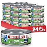 Bumble Bee Chunk Light Tuna In Water, 5 oz Cans (Pack of 24) - Wild Caught Skipjack Tuna - 23g Protein Per Serving - MSC Certified Sustainable Seafood, Non-GMO, Gluten Free, Kosher