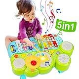 AugToy Baby Musical Toys 3 in 1 Piano Keyboard Xylophone Drum Set for 1 Year Old Girls Boys Toys Age 2 Music Instrument Learning Toys for Toddlers 1-3 Infant Baby Toys 6 9 12 18 24 Month Old