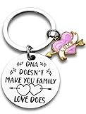 Zguhsadl Step Parent Keychain Gifts DNA DOESN'T MAKE YOU FAMILY LOVE DOES Keychain Jewelry for Step Mom Dad Gift Adoption Gifts Mothers Day Fathers Day Birthday Gifts for Bonus Mom Dad