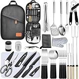 Camping Cooking Set- 31 Pcs Camping Utensils Camping Essentials Camping Gear for Camp Kitchen Cooking and Grilling, Portable Outdoor Cooking Travel Set for RV Tent Camper, BBQs, Camping Accessories