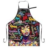 Black Woman Apron With Pockets Black Girl Aprons for Cooking African American Art Aprons Adjustable Neck For Chef Gardening
