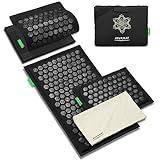 Acupressure Mat and Pillow Set,Natural Eco-Friendly Linen & Coconut Fiber,Acupressure Mat FSA/HSA Eligible,Relieves Stress & Tension,with Carrying Bag,Full Body Pro Set(Black)