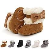 E-FAK Baby Boy Girl Boots Newborn Shoes Winter Snow Bowknot Anti-Slip Soft Sole Warm Infant Toddler Prewalker Booties(0-6 Months, B/Brown)