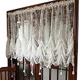 FADFAY Elegant White Lace Embroidered Sheer Balloon Curtains, Adjustable Tie-Up Curtain, 1 Panel Floral Tulle Curtains for Windows-78''*90''