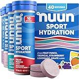 Nuun Sport Electrolyte Tablets with Magnesium, Calcium, Potassium, Chloride & Sodium, Gluten Free & Vegan, Mixed Flavors, 4 Pack (40 Servings Total)