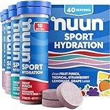 Nuun Sport Electrolyte Tablets - Dissolvable in Water, Juice Box Mixed Flavors, 5 Essential Electrolytes for Hydration, 1g Sugar Drink Mix, Vegan, Non-GMO, 4 Pack (40 Total Servings)