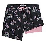 maamgic 2 in 1 Mens Swim Trunks 7 Inch Swim Shorts Swim Suits Board Shorts Party Night-Black Large