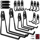 Garage Tool Storage Wall Hook Assortment Set: 15PCS Heavy Duty Large Hanger Garden Tool Organizer Ladder Bike Rack Yard Tool Holder Shed Shovel Metal Screw Organization Bicycle Steel Bracket