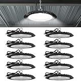 Sunco 10 Pack UFO LED High Bay Light, Shop Lights for Warehouse, Plug & Play, 19500 LM, 150W, 5000K Daylight, Power Cord Included, IP65 Waterproof Shatterproof Fixture UL.
