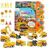 iGRATENS Construction Toys with Sound Books - Dig It! Dump It! Build It! Construction Board Book with 10 Buttons & 20 PCS Toys for 3+ Year Old, Great for Little Construction Lovers Kids